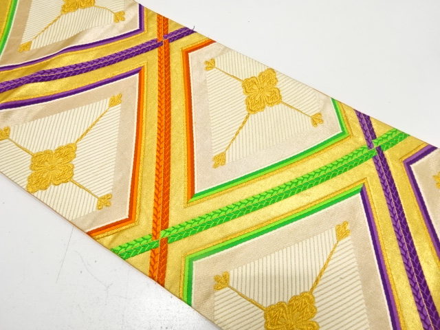 JAPANESE KIMONO / ANTIQUE FUKURO OBI / SILK / WOVEN YOUNG PINE